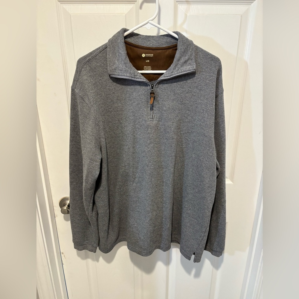 HAGGAR Quarter Zip Gray Sweater - Picture 2 of 7
